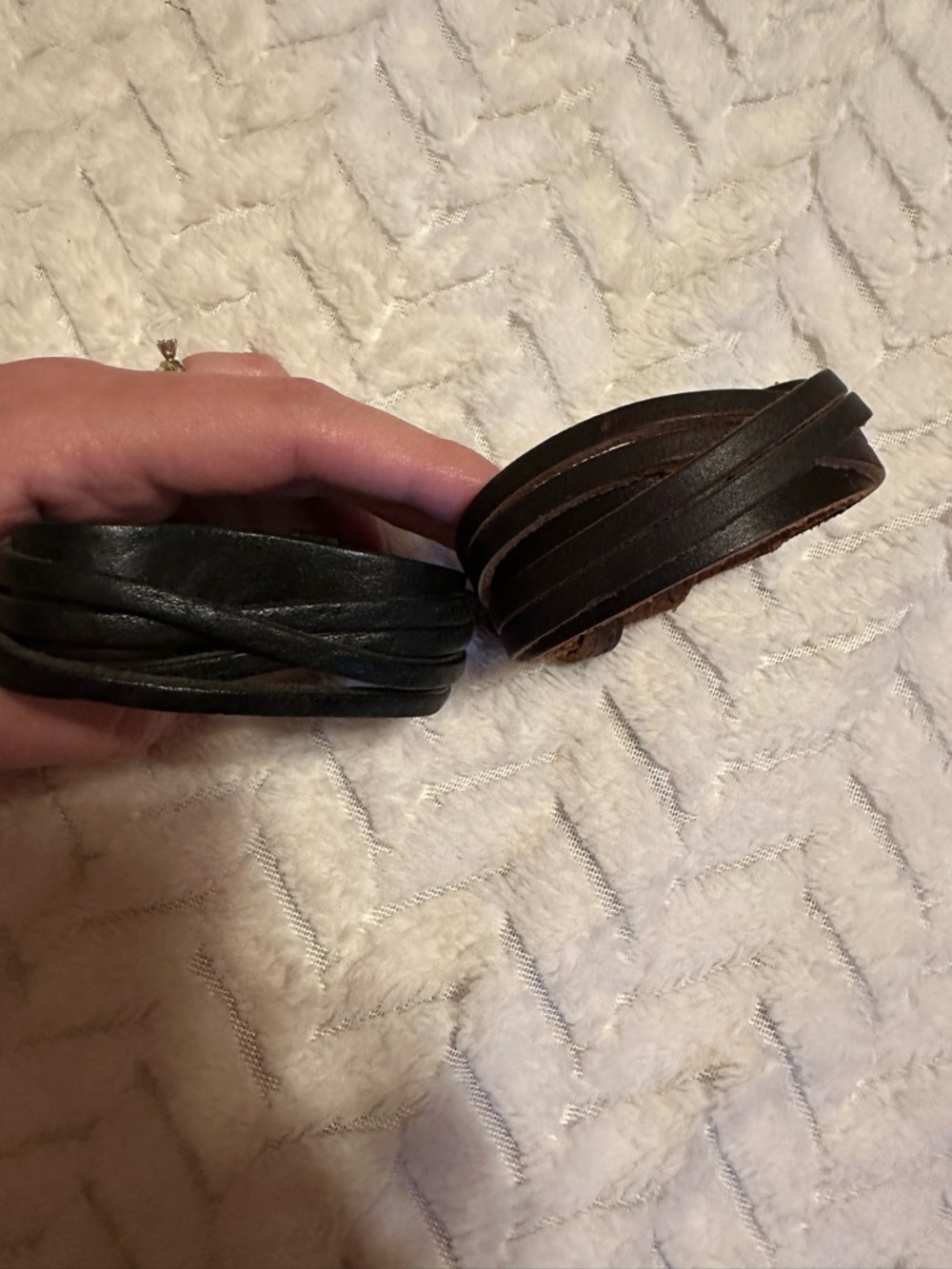 Women’s 2- Black & Brown Braided Leather Wrap Bracelets